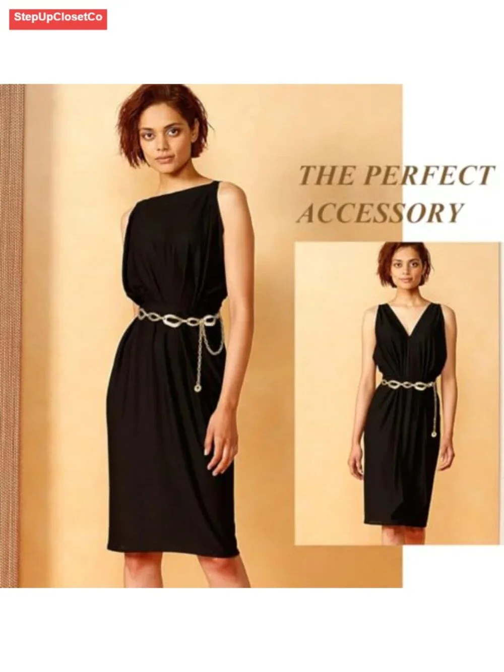 Chunky Waist Chain Belt for Dresses Gold Alloy Curb Link Body Chain